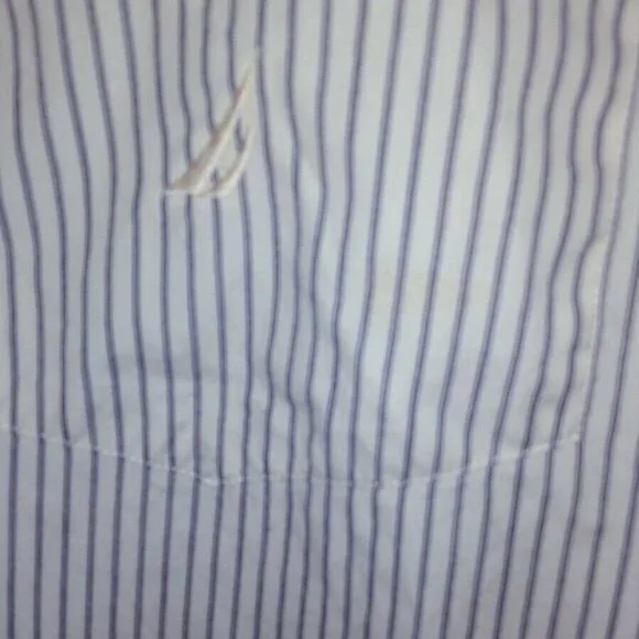 NAUTICA Striped Button Down Shirt White Navy - Picture 4 of 5